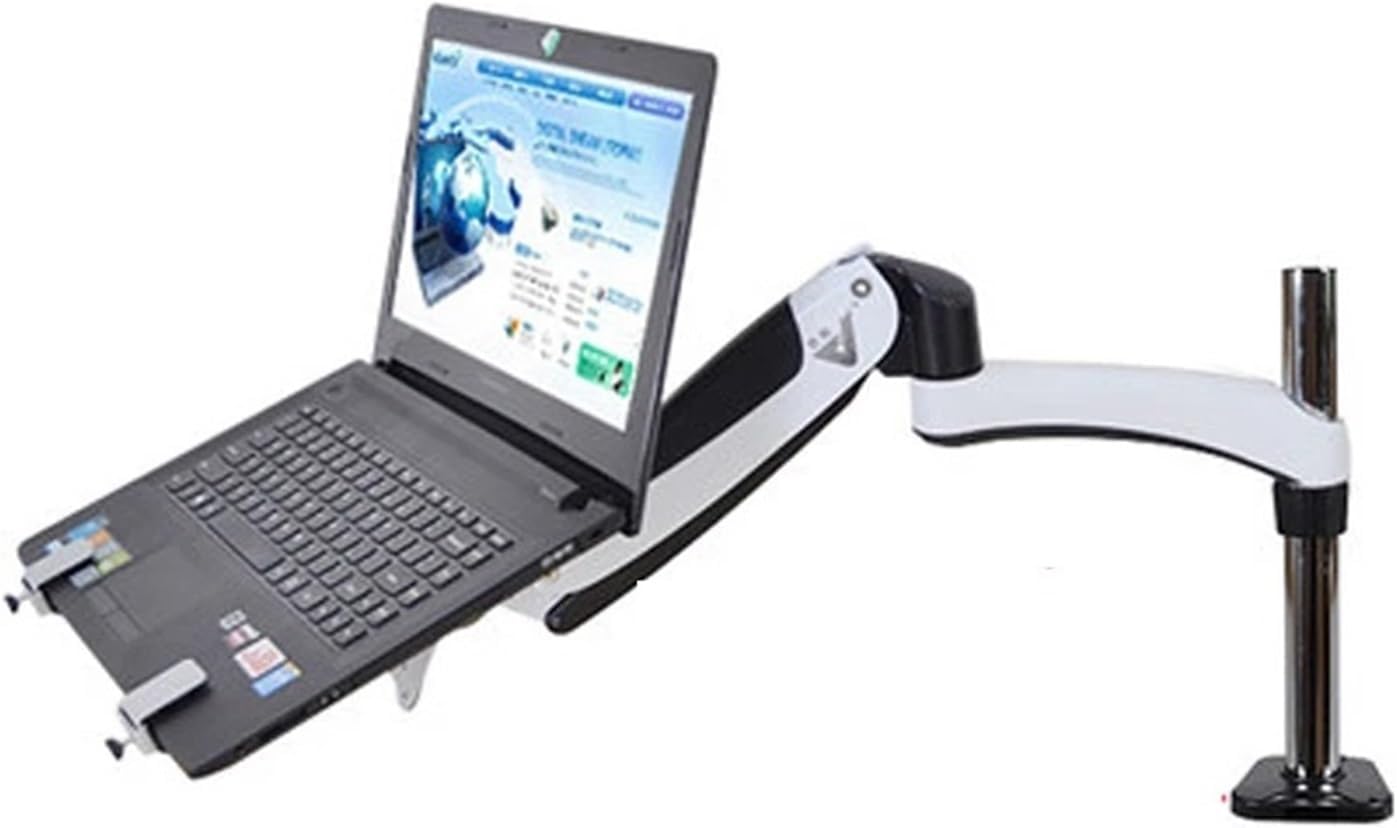 DL-GM112-LP1 Full Motion Aluminum Gas Spring Dual Arm Laptop Desktop Stand Rotating Grommet Clamp Laptop Tray(For 0-120mm desk)