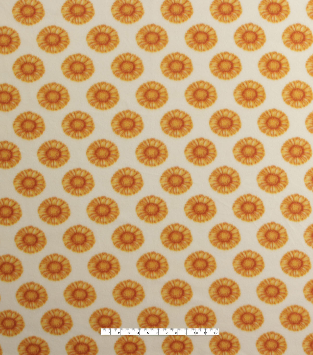 Mini Sunflowers on White Blizzard Fleece Fabric