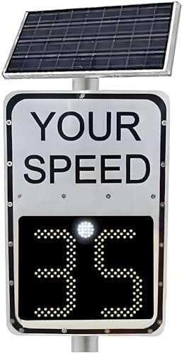 Solar Powered Radar Speed Limit Sign 60x90cm, LED Speed Display, Adjustable Maximum Speed Warning Sign, Aluminum Traffic Safety Indicator for Road Alert