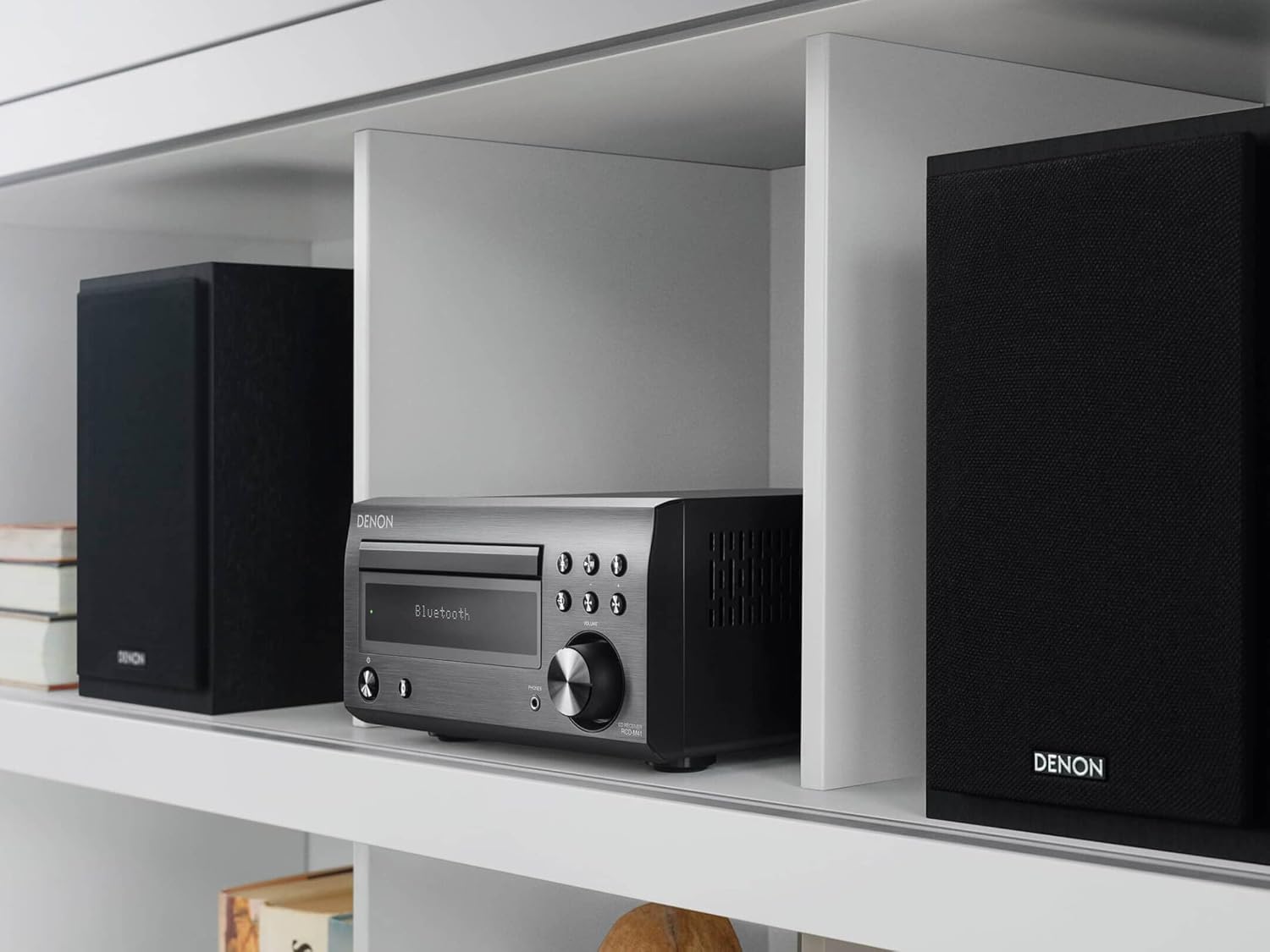 Denon D-M41 Home Theater Mini Amplifier and Bookshelf Speaker Pair - Compact HiFi CD Stereo System with Speakers