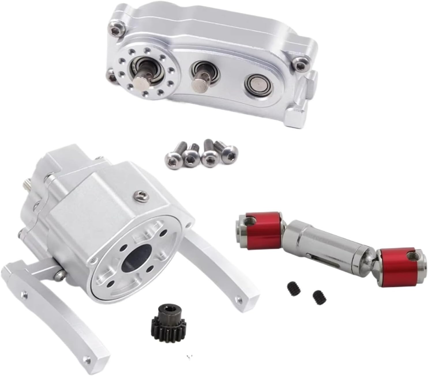 Rc Parts For Axial For SCX10 For SCX10 II 1/10 RC Crawler Car Front Motor Transmission Prefixal Gearbox Transfer Case Upgrade Parts(Silver)