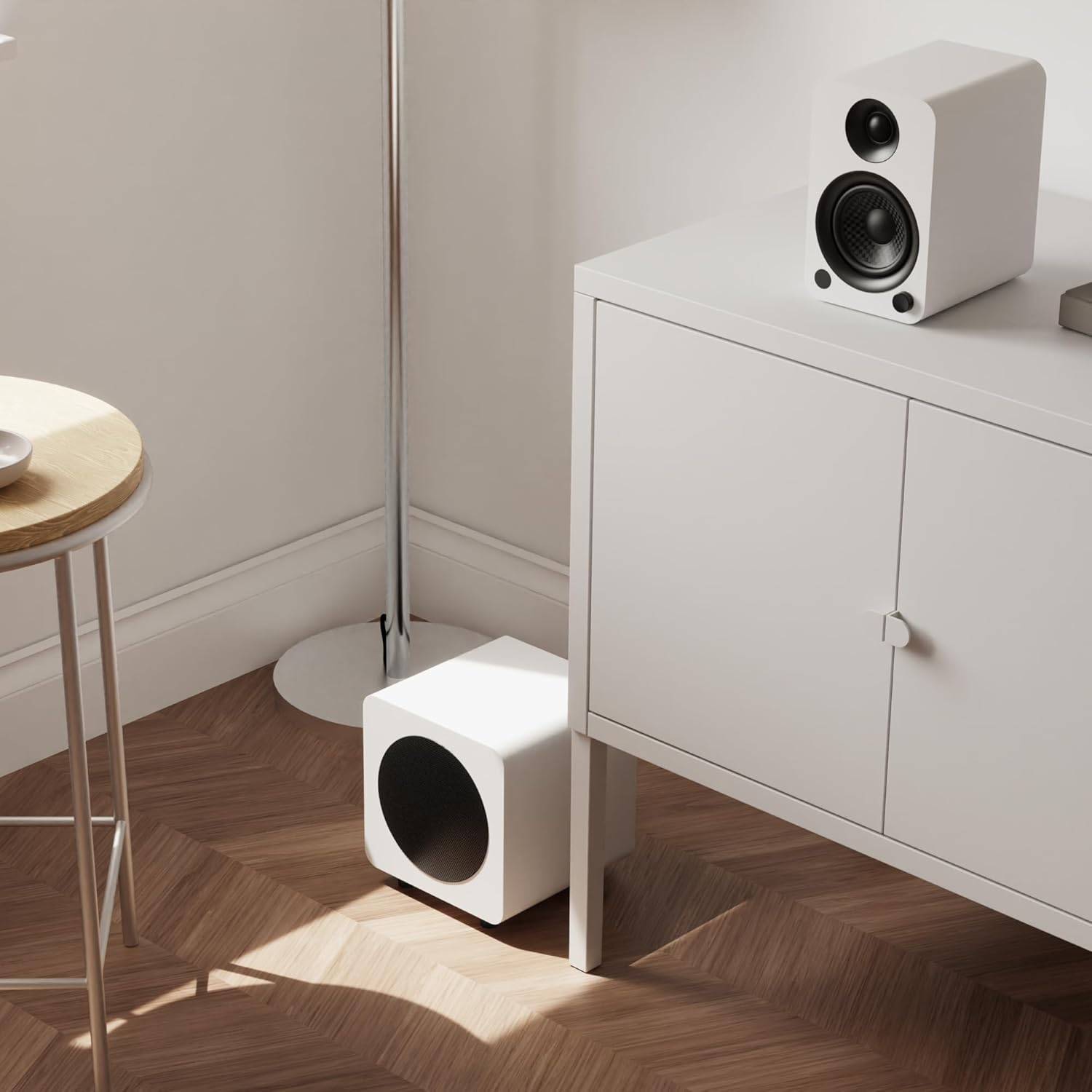 Kanto SUB6 Sealed Powered Subwoofer | 200W Peak Power | 6” Woofer | Quick & Accurate Bass | Ultra-Compact Design | Matte White w/White Grille