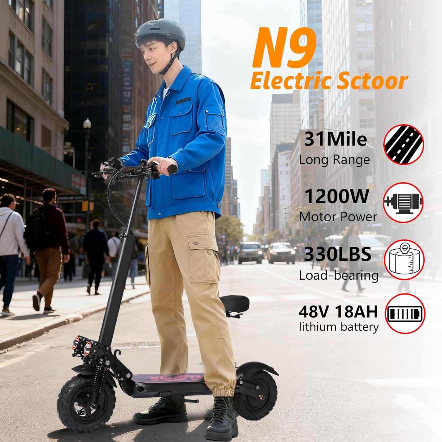 Electric Scooter Adults, 34 Mph Max Speed, 11