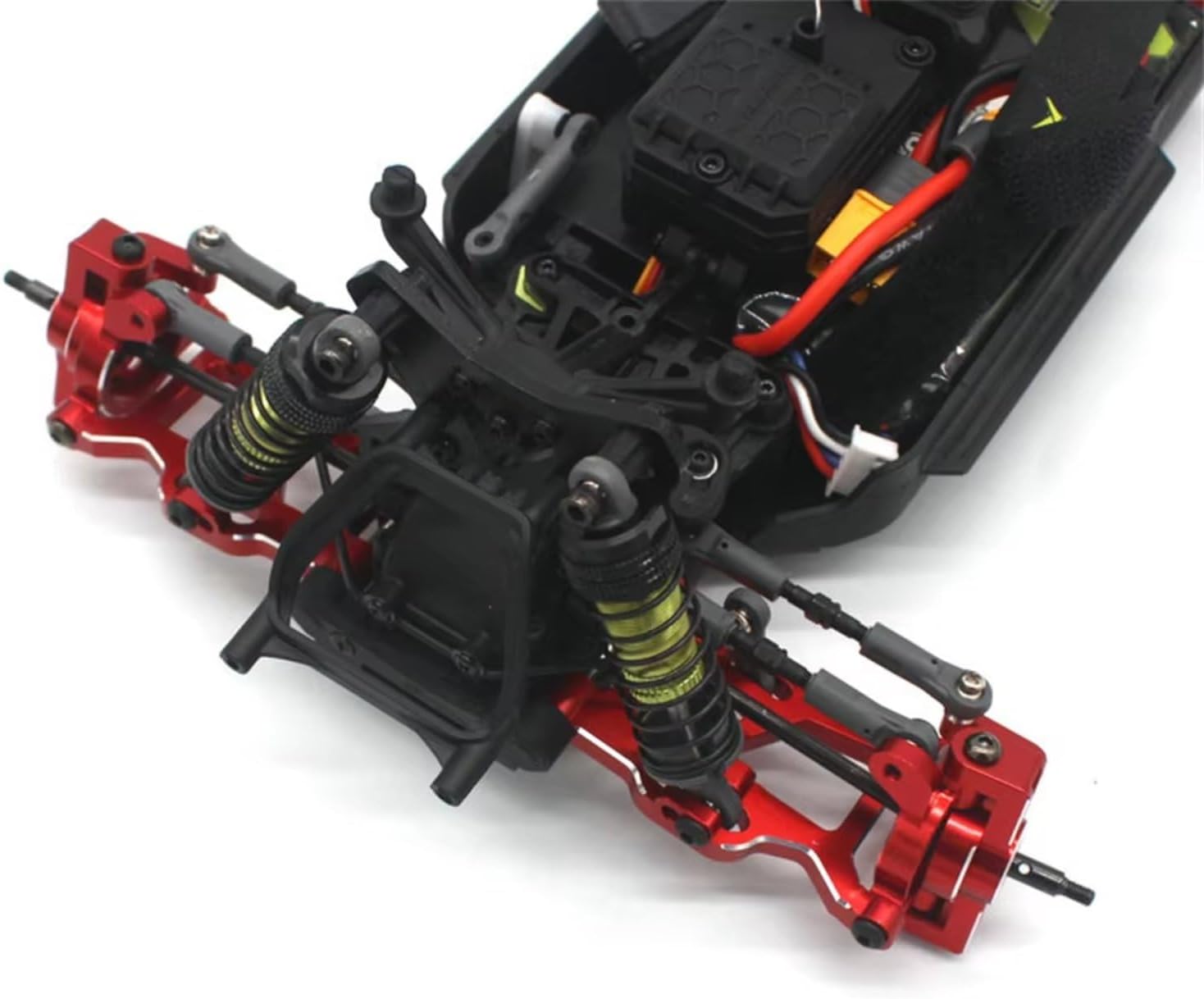 Rc Upper Lower Swing Arms for ZD MT16 Jiusi MT14R PT14R 1/14 Metal for Swing Arm Steering Cup Set for Racing RC Car Vehicle Models Spare Part Upgrated Accessories(Red)