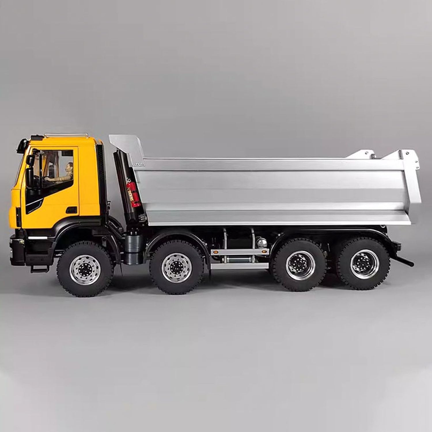 1/14 Metal Hydraulic RC Dump Truck 8X8 Radio Control Tipper Car 2-Speed Gearbox Hobby Grade Model(Yellow, Yellow Bucket)