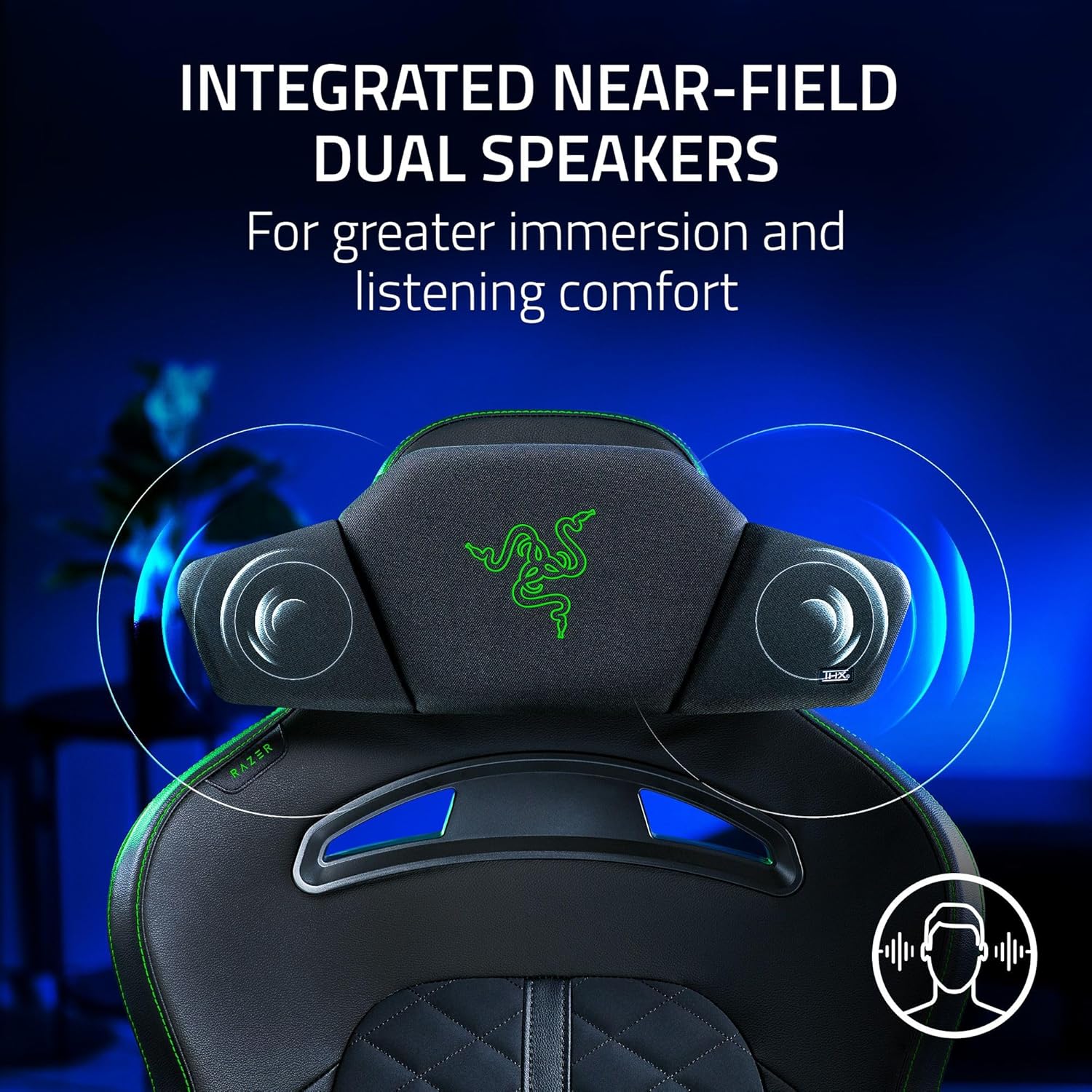 Razer Clio Wireless Speaker Head Cushion: THX Spatial Audio Enabled - Integrated Near Field Dual Speakers - Multiple Audio Setups - Two 43 mm Full Range Drivers + Aluminum Cone - Bluetooth & USB C