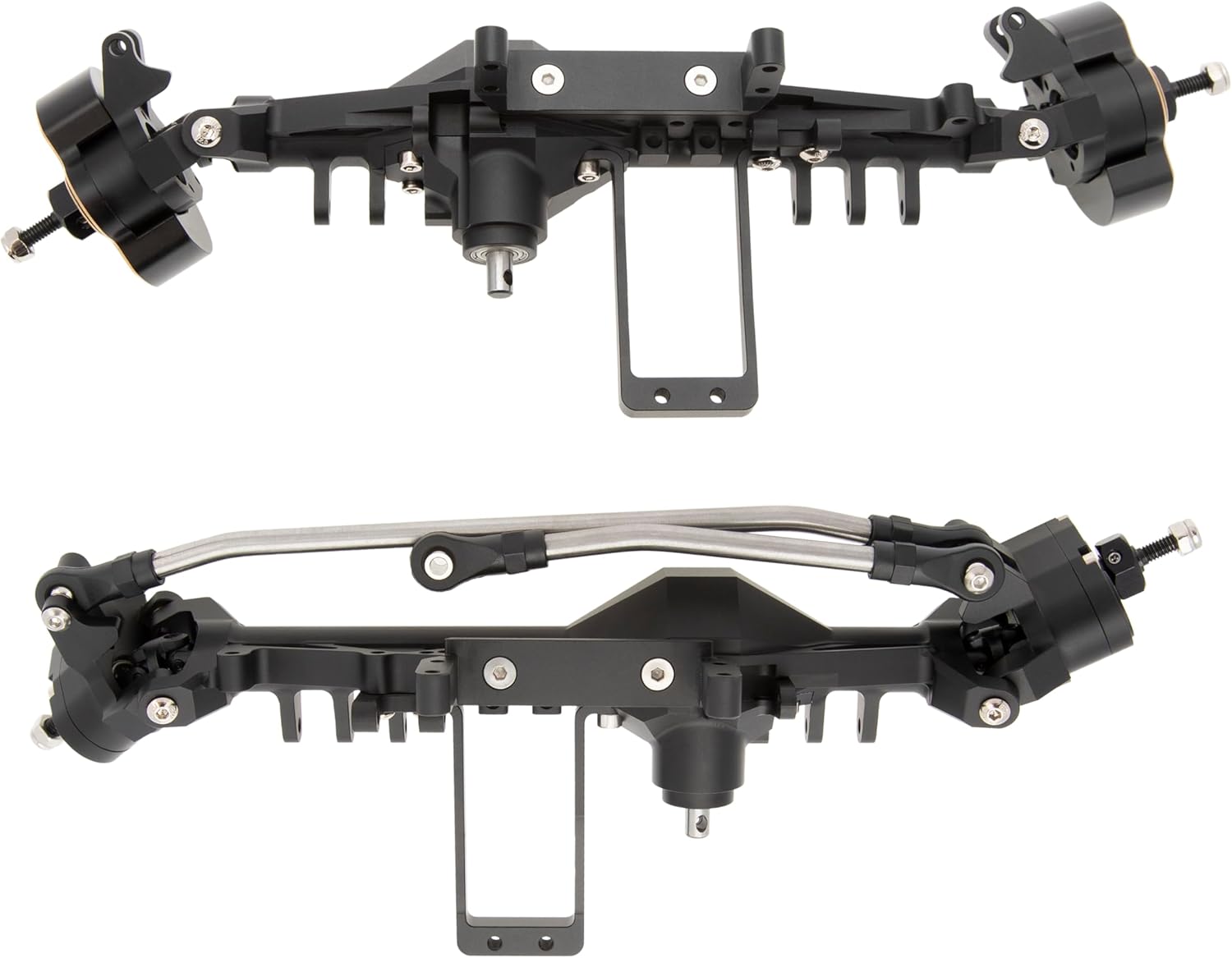 MEUS RACING Capra 1.9 Portal Axles Kit with Isokinetic 3-Section CVDs and Ackerman Steering Structure for Axial Capra 1.9 4X4 and DIY SCX10 SCX10 II Upgrades Parts (Black - 4WS)