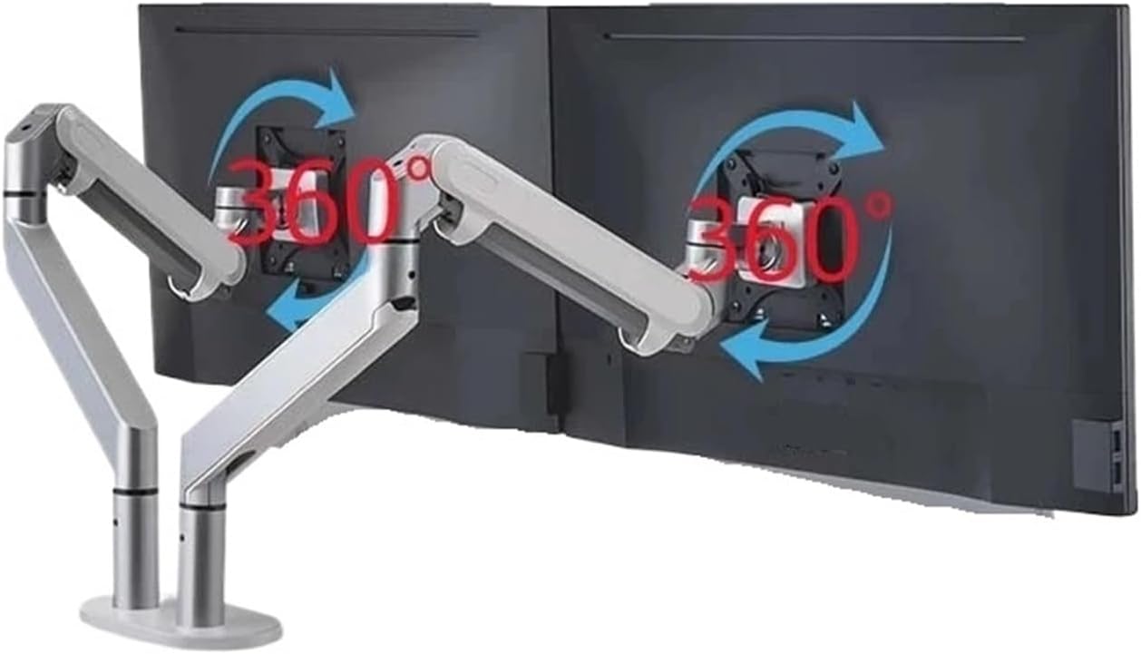 OZ-2 10-32 Inch Air Pressure Pneumatic Support Tilt LCD Desk Stand Swivel 2-8KG Dual Monitor Desk Stand with Clamp Grommet Base(Style-B)