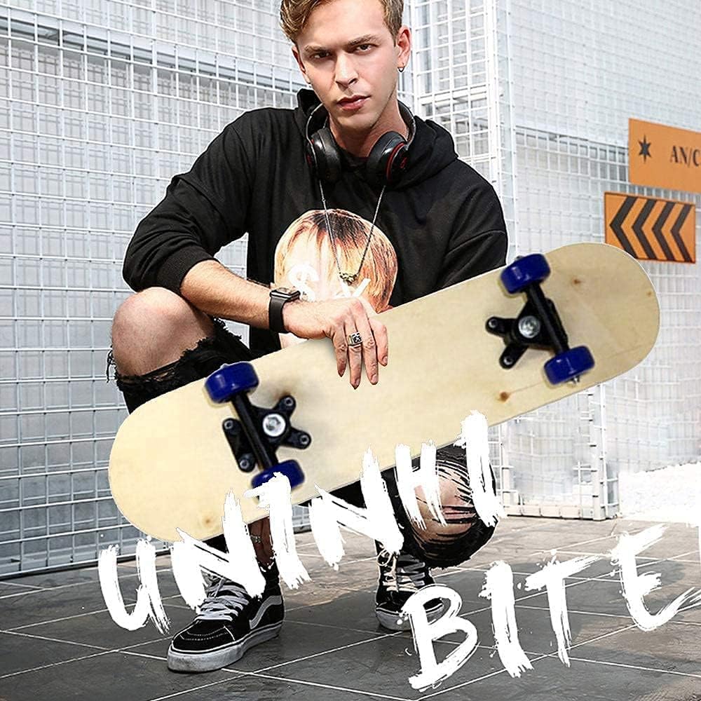 Four-Wheel Skateboard 8-Layer Maple Blank Graffiti Skateboard Graffiti Skateboard Suitable for Adults Teenagers and Children