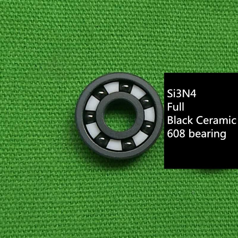 Full Ceramic 608 Bearing ZrO2/Si3N4 Ceramic Inline Speed Skates Bearings 7 Beads 608RS Fast Bering(16 pcs Black Ceramic)