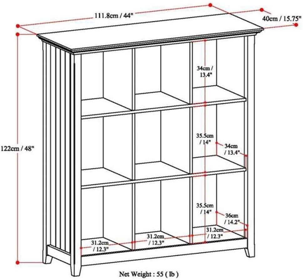 Trent Home Wood Transitional 9 Cube Bookcase and Unit in Brunette Brown