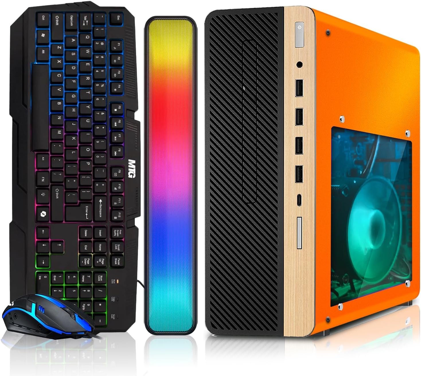 HP Half Light Desktop Computer PC Phoenix AMD A10-9700, 16GB RAM, 512GB SSD, RGB KBM with AI Copilot, WiFi, RGB Sounbar, Windows 11 (Renewed)