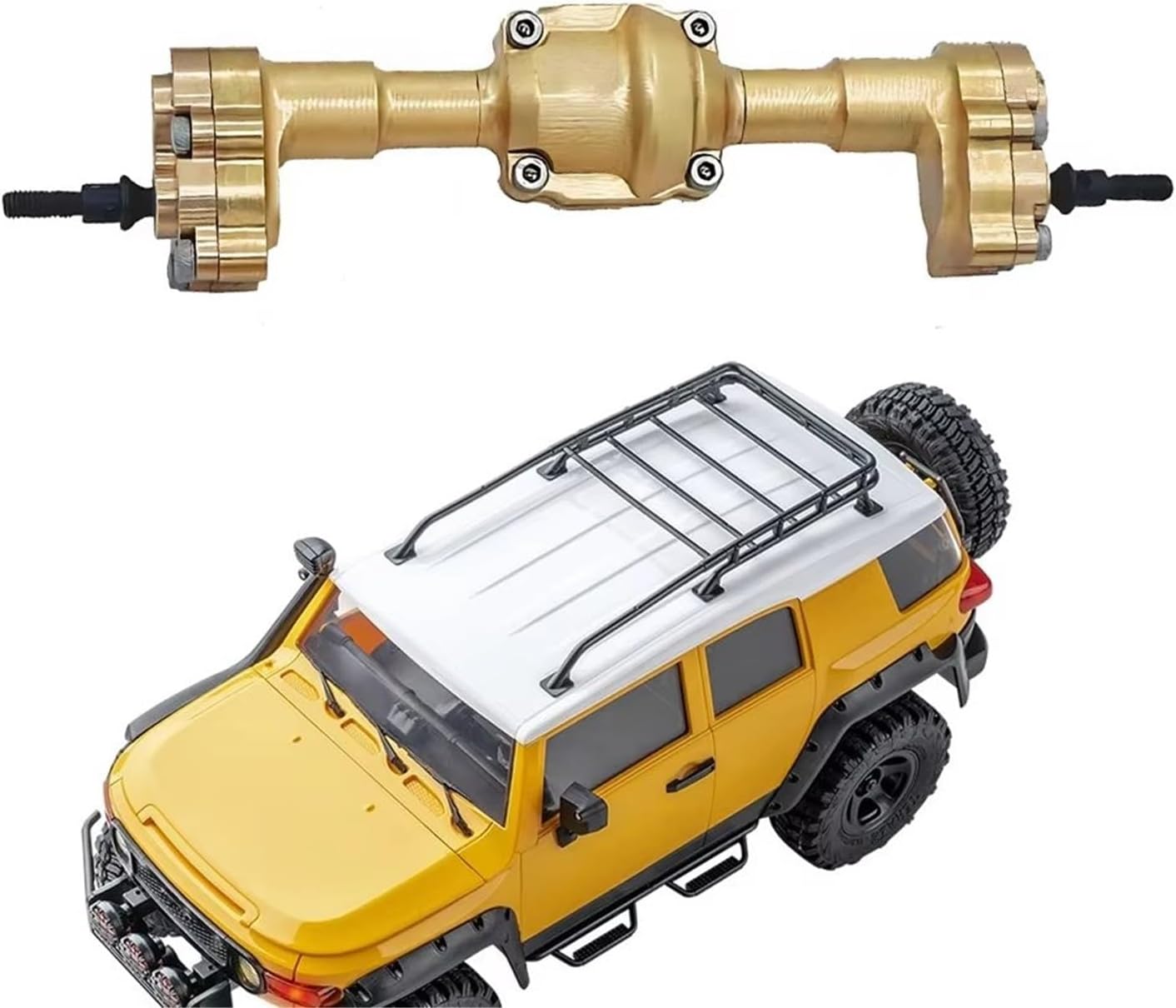 Compatible with FMS for FCX18 for FCX24 1/24 1/18 RC Car Upgrade Part Replacement Accessories Brass CNC Front Rear Axle RC Car Parts(1 Set)