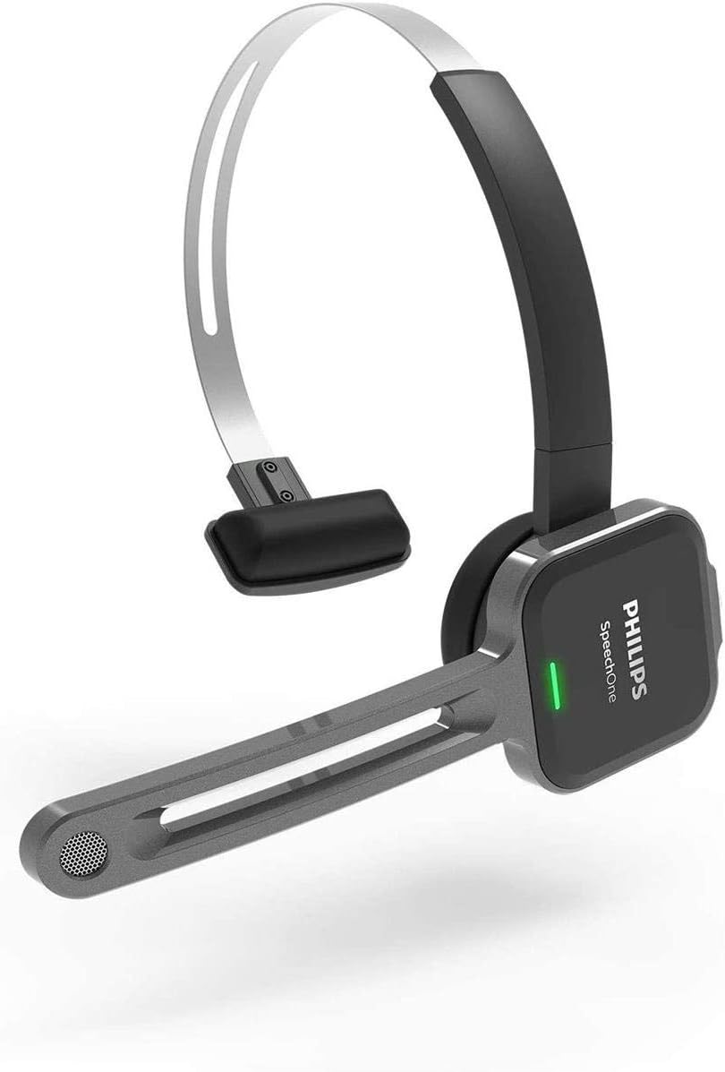 Philips SpeechOne Wireless Dictation Headset with Docking Station, Status Light and Remote Control