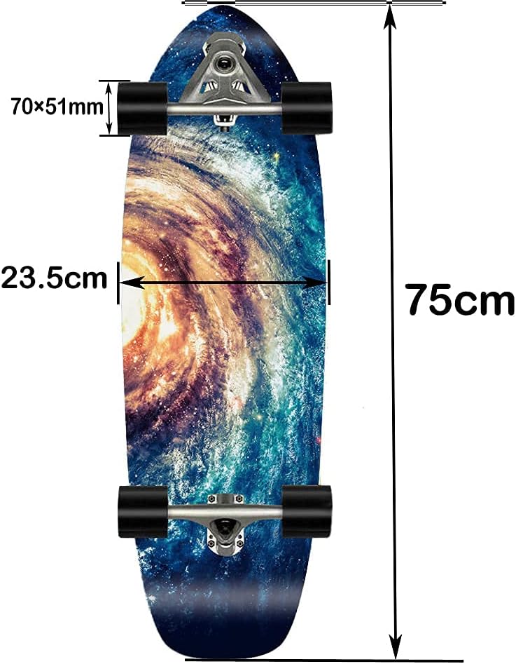 VOMI Surfskate Pumpping Skateboard C7 Carving Truck (More Flexible Spring Structure) 75×23.5cm Maple Complete Skateboard ABEC-11 Bearings with T-Tool for Kids Teens Adults (A)