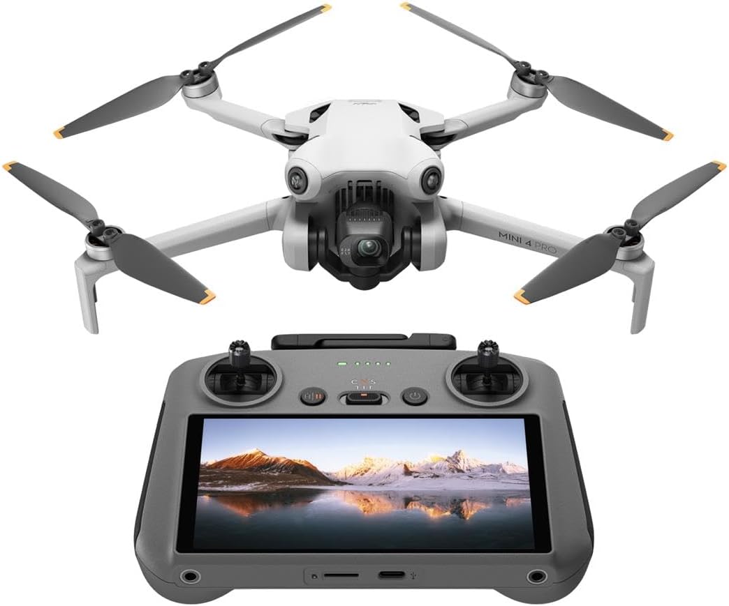 DJI Mini 4 Pro (DJI RC 2), Folding Mini-Drone with 4K HDR Video Camera for Adults, Under 0.549 lbs/249 g, 34 Mins Flight Time, 20 km Max Video Transmission Distance, Omnidirectional Vision Sensing