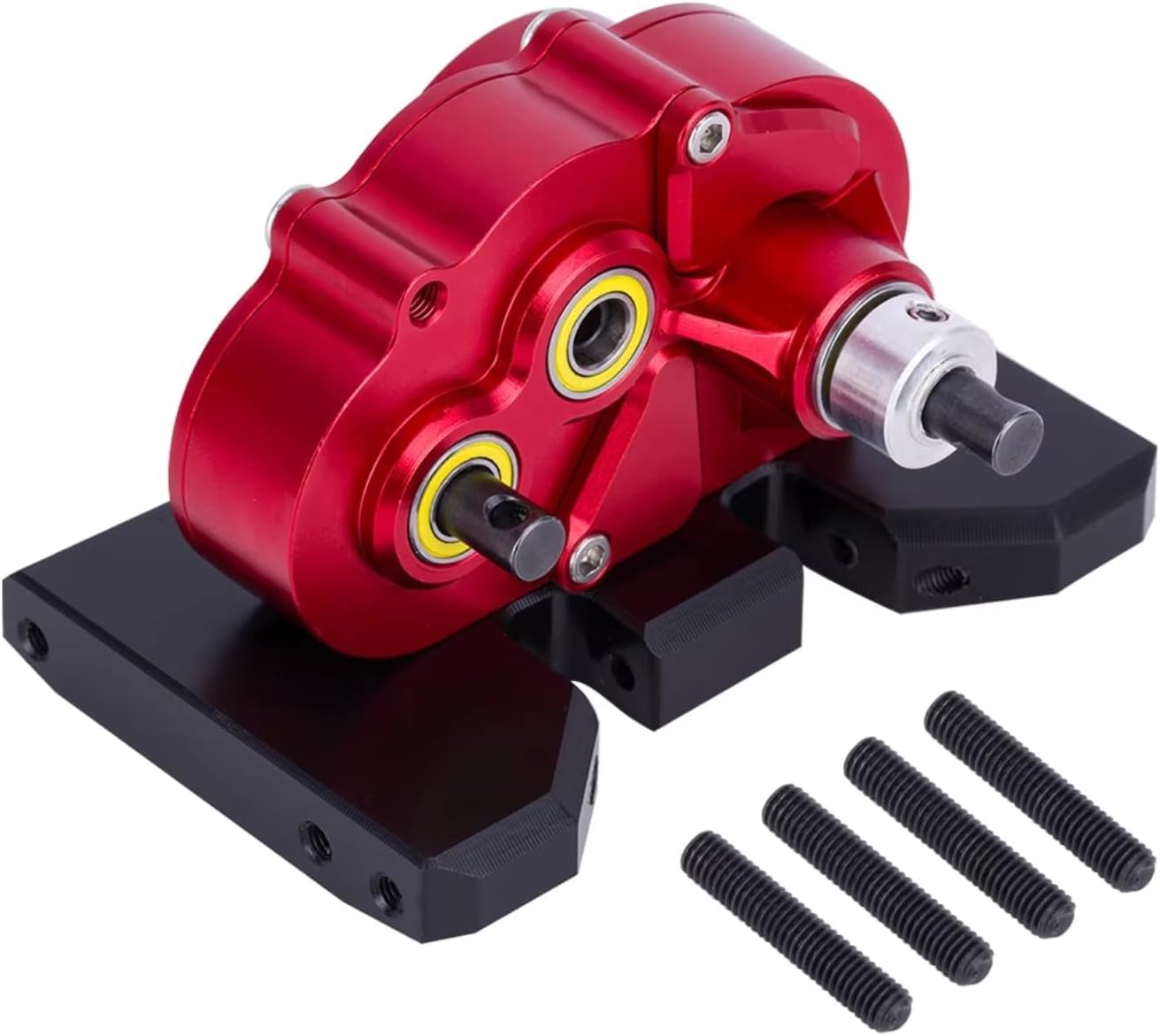 Rc Upgrade Spare For Axial For SCX10 II Pro For LCG 1/10 CNC Lightweight Adjustable Gearbox OD-3 Overdrive Transmission Crawler Car Chassis Straight Axle(Red)