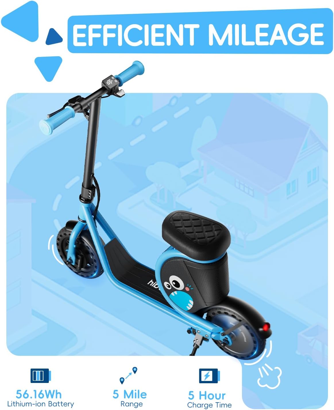 Hiboy JoyHaul Electric Scooter for Kids, Ages 4-10 – LED Neon Lights, 100W Brushless Motor, 56.16Wh Battery, Under-Seat Storage & Safety Brake