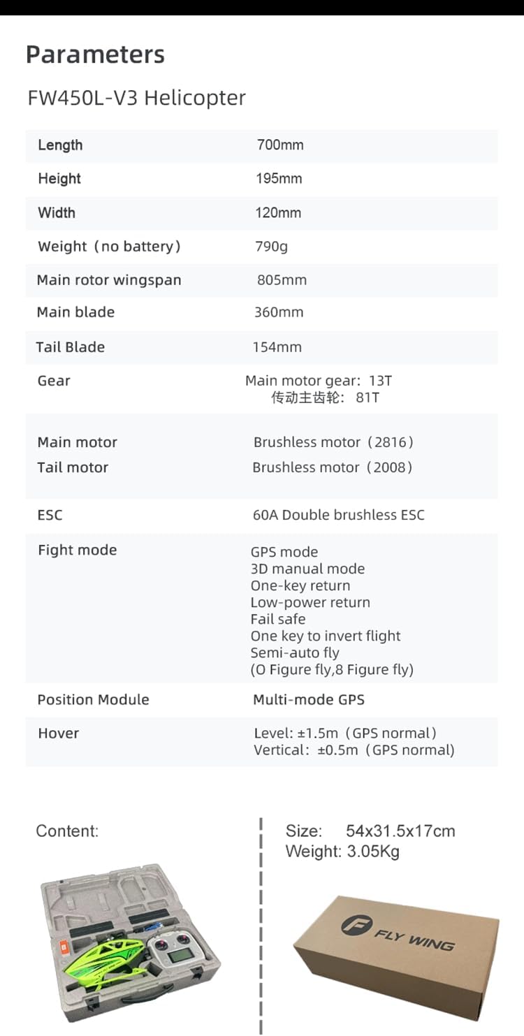 ZYHOBBY RC Helicopter FW450 V3 with New ACE Flight Control System M10N GPS RC Model (Green)
