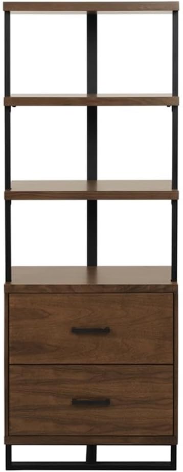 Lexicon Sedley Metal 3 Shelf Bookcase in Walnut and Black