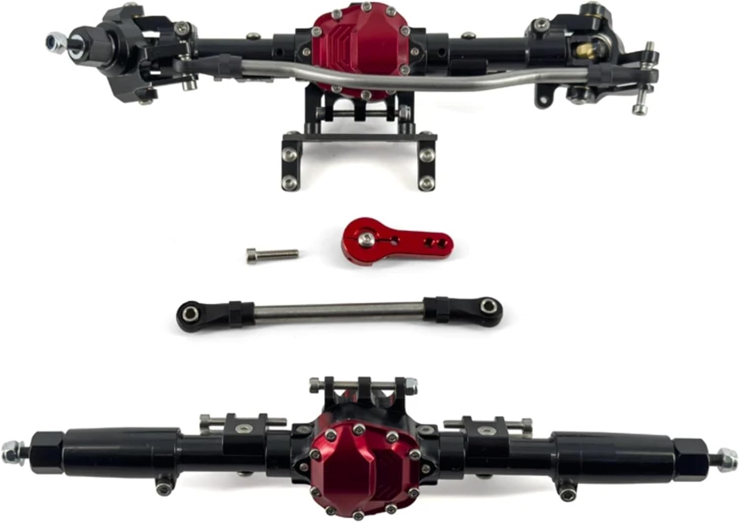 RC Car Parts for Axial for Scx10 Ii 2 90046 90047 AX90060 1/10 RC Car Upgrades Parts Metallic Body Straight Front and Rear Axle Accessories(Black,Front Rear Axle)