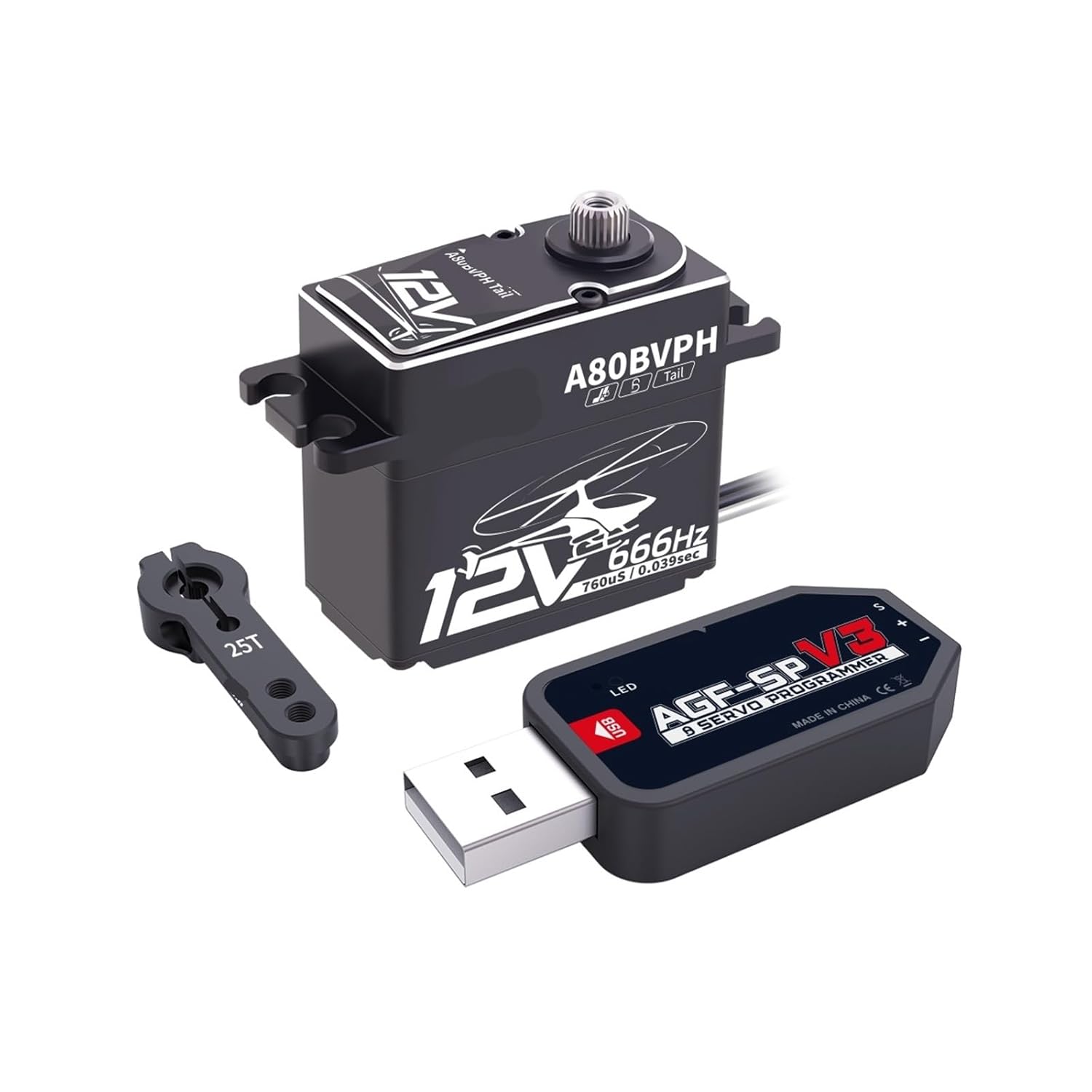 A80BVSH Cycle 40KG 0.086 sec 12V Programmable Brushless Digital Servo Motor for 550-800 Class(A80BVSH Cyclic set3)