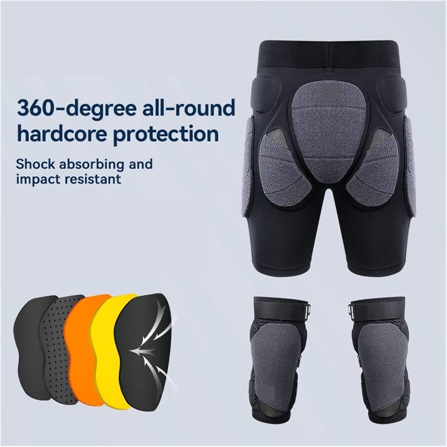 COPOZZ Ski Knee Pads Skiing Hip Padded Adjustable Gear Shorts Ski Skate Snowboard +XRD+NBR+RZLABS(Hip and Knee,Large)