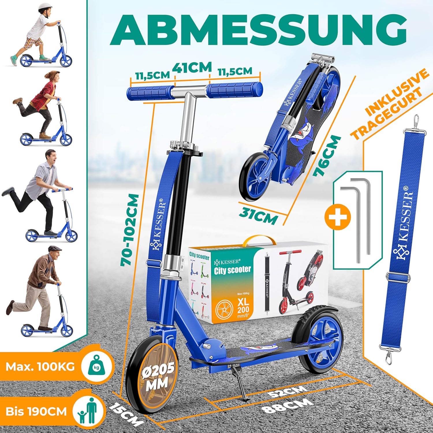 KESSER® Scooter Scooter Kids Scooter City Scooter Motorized Scooter Push Scooter Push Scooter Scooter Folding Stunt Scooter