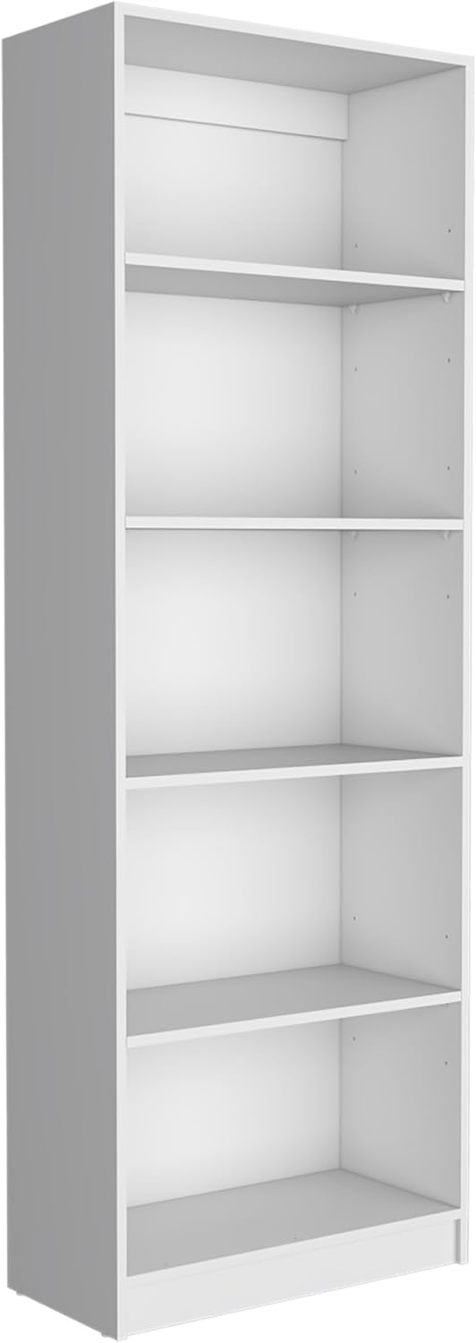 Tuhome Kenyon Tall 5-Shelf Wide Bookcase Set of 2 White