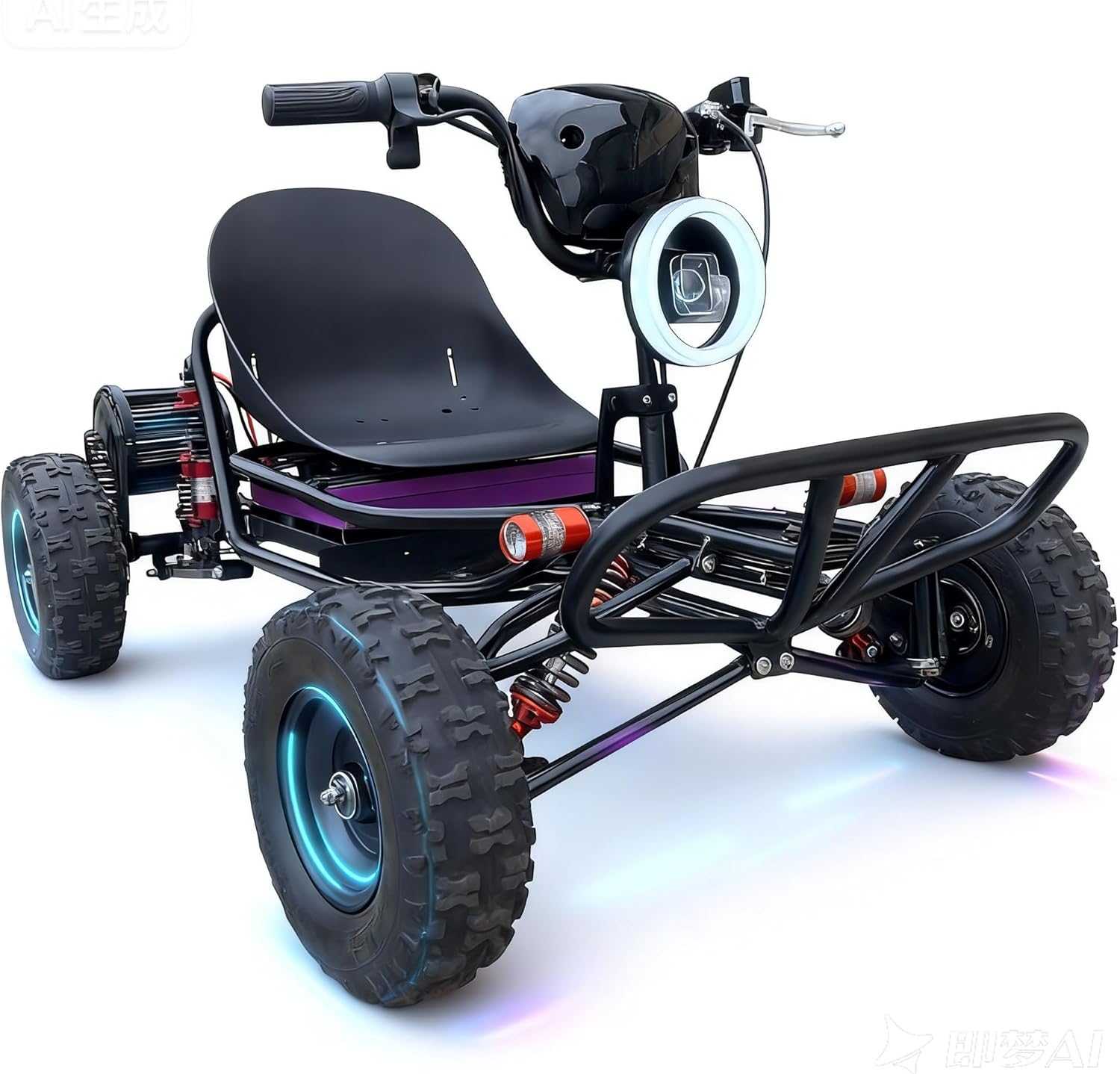Zyliathor 72V Electric Go Kart for Adults, QS Mid-Motor 3kW (Peak 25kW), YuanDrive 72450, 52Ah, Up to 74.6MPH, ~56 Mi Range, 428 Chain Drive, 3 Modes+Reverse, Hydraulic Disc Brakes, LED High Beam
