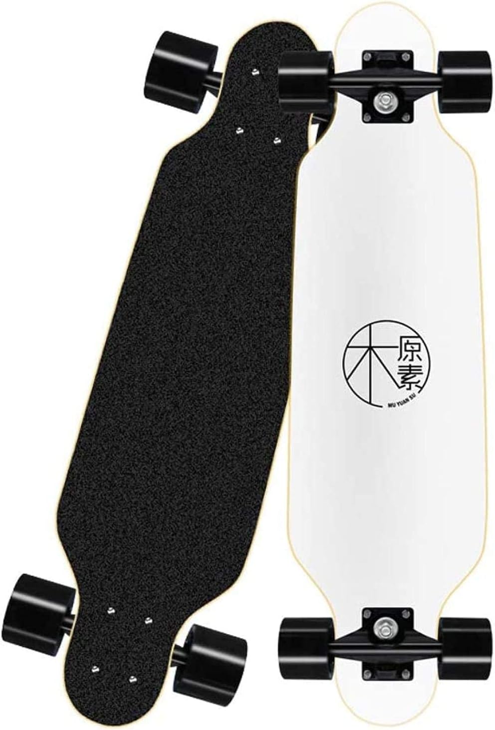 Pro Skateboard 31 X 7.8 Longboard Skateboards Cruiser Complete Maple 7 Layers ABEC-7 Bearing Longboard Skate Board White Upgrade (White)
