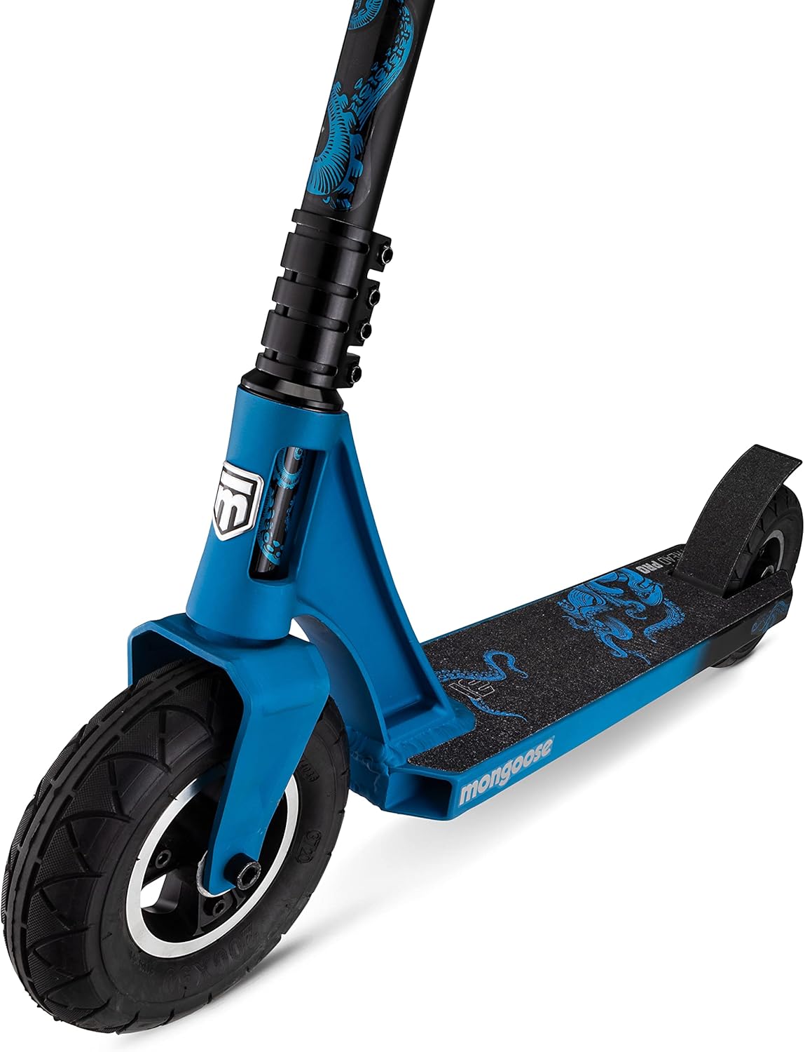Mongoose Tread Kids and Adult Freestyle Dirt Scooter, 200mm Big Air Filled Tires, Great for Dirt and Gravel, Ages 8 Years and Up, Max Rider Weight 220 Pounds