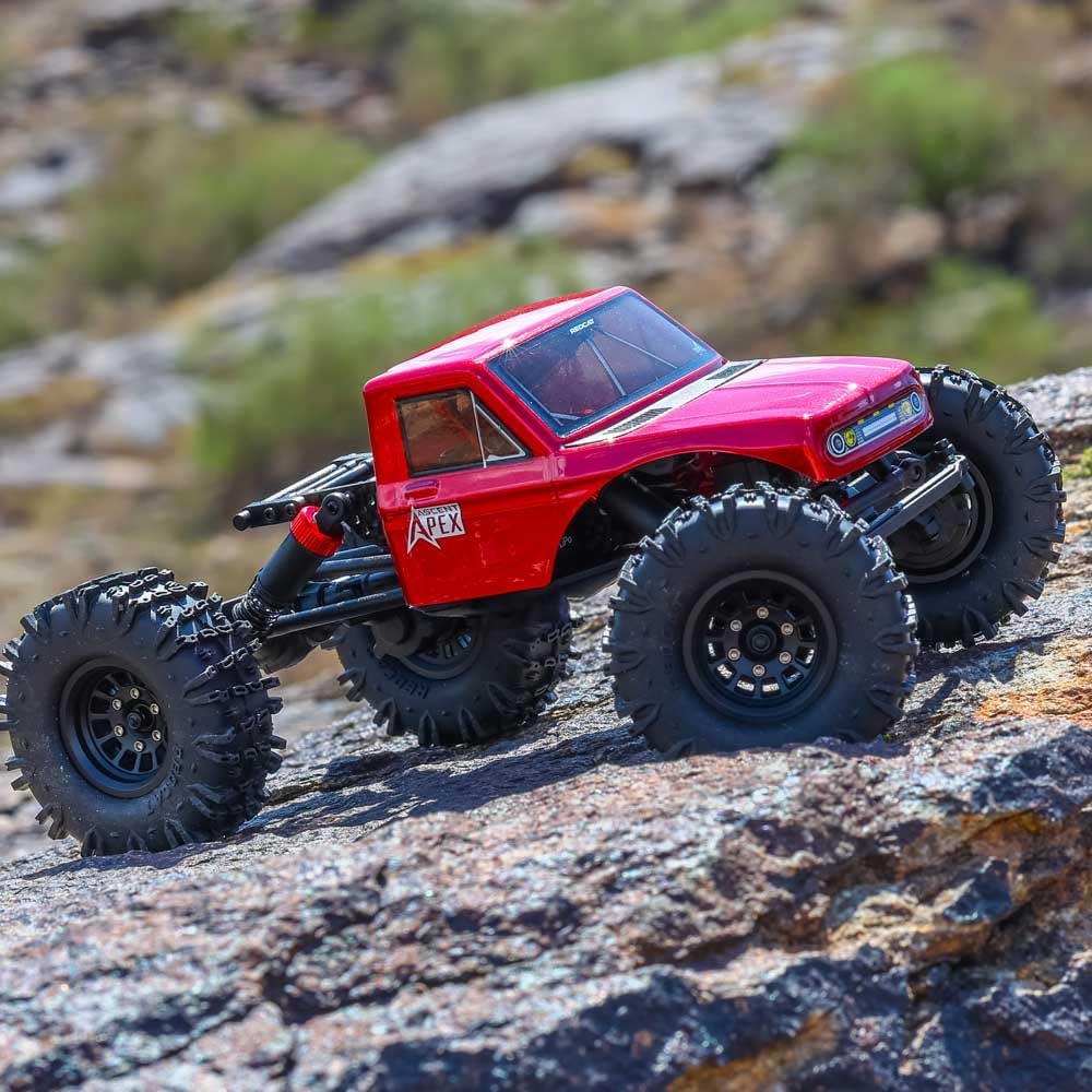 Redcat Racing Ascent-18 APEX, 1/18 Scale Brushless Electric Rock Crawler, Carbon Fiber, 4WD RC Car for Adults with 2.4GHz Radio System (Red)