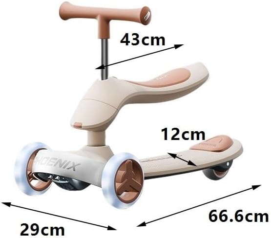 Wiggle Car Children's Scooter Foldable Kick Scooter Portable Push Balance Scooters with Seat Cushion for Boys and Girls(Brown)