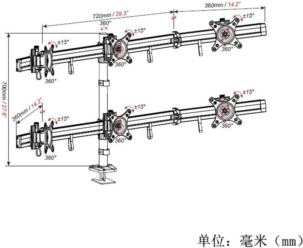 Multi-Screen up and Down Lifting six-Screen Computer Splicing LCD Monitor Bracket MP260CL