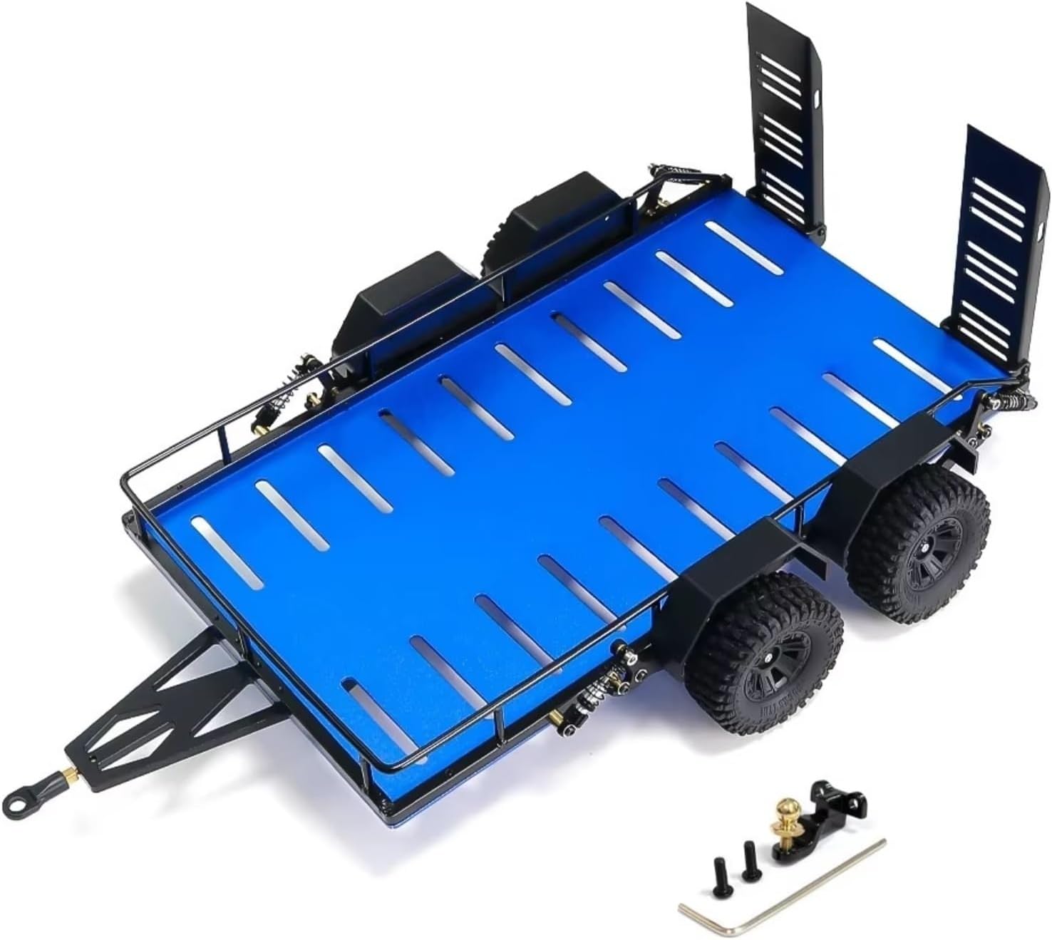 RC Car Parts Compatible with TRX4M 1/18 RC Crawler Car Upgrade Modification Parts Accessories Metal Trailer Car Cargo Carrier(Blue)