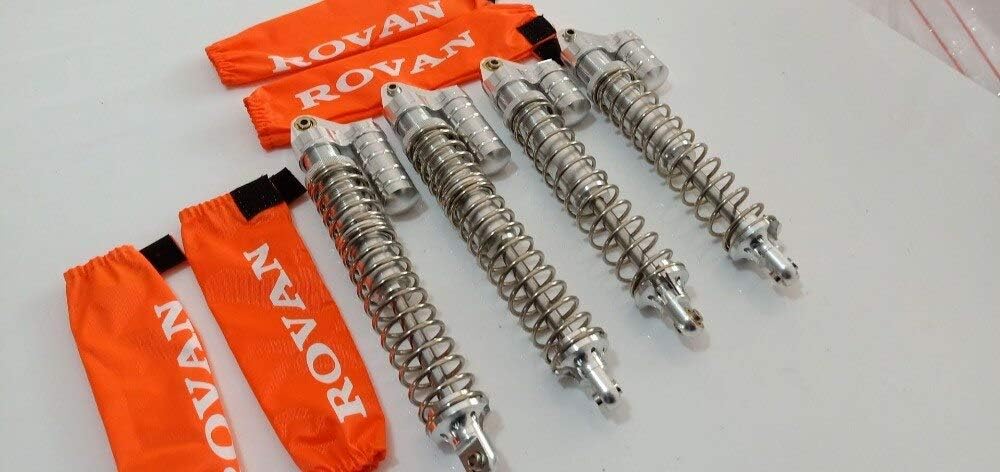 Hockus Accessories 5b 5t 5sc CNC Alloy 8mm Shocks Absorbers with Shock Support Caps Set with Shock Cover - (Color: Orange Shock Cover)