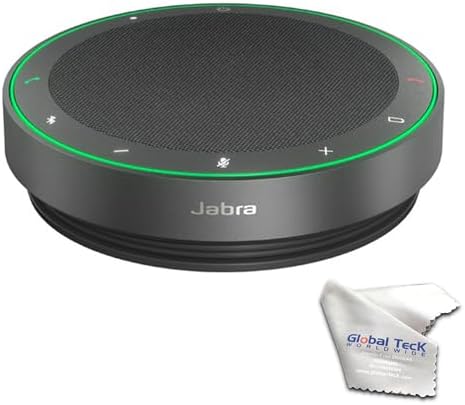 Jabra Speak2 75 UC Bluetooth Speakerphone with Global Teck Microfiber Cloth, Compatible with PC/Mac, Smartphone & Tablet - for Conferencing, Distance Learning, Remote Work, School, Streaming