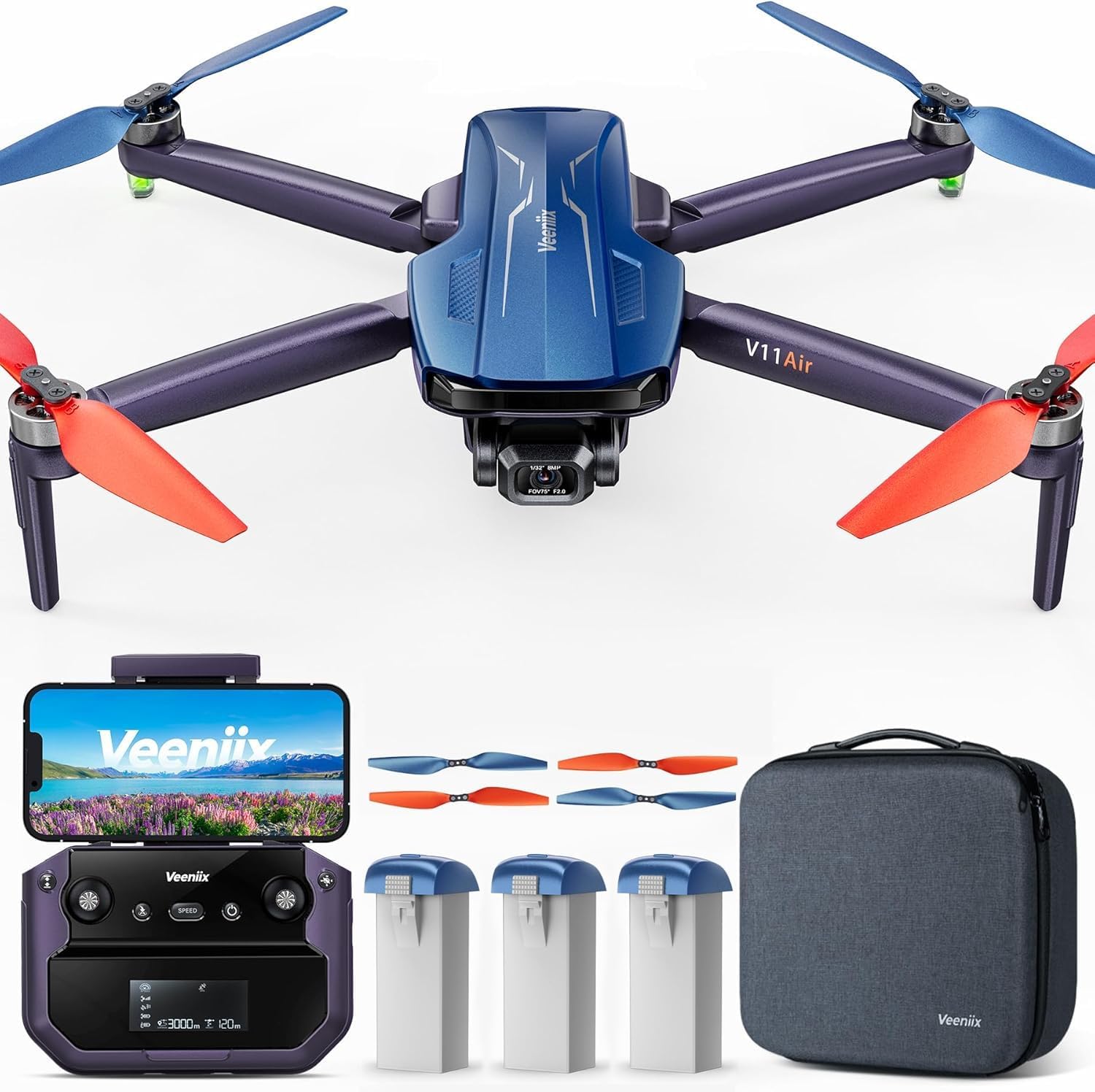 V11Air 6K Drone with Camera for Adults + 3200mAh 7.7V High-Capacity Original Battery