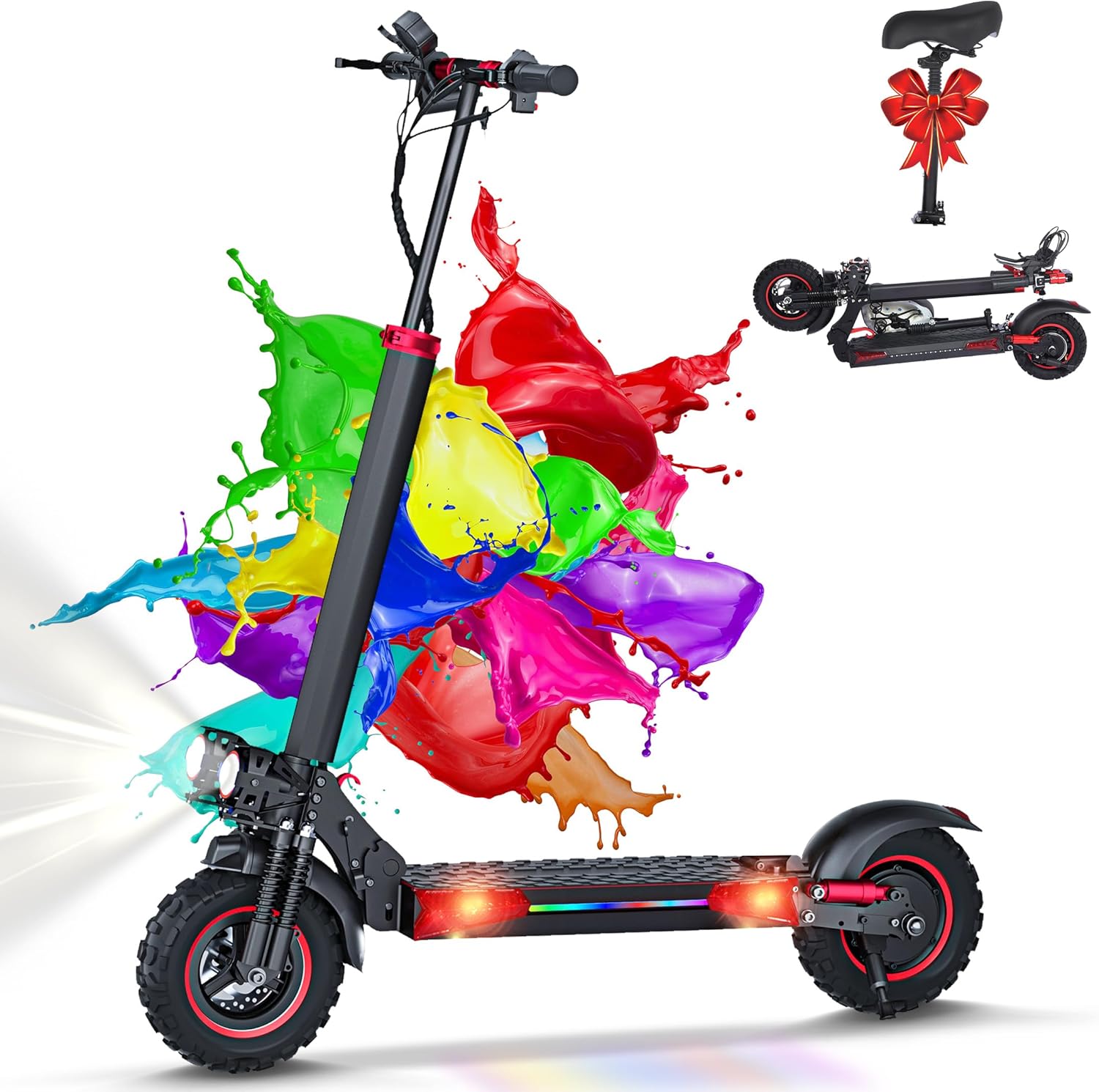 1200W Motor Electric Scooter Adults with Seat, 35 MPH Max Speed & 48V 18AH Big Battery Up to 33 Miles Range, 11