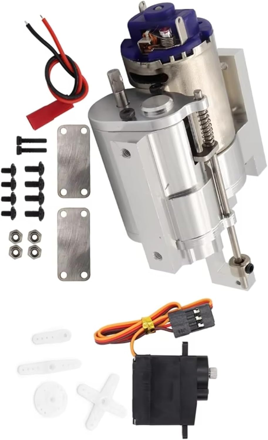 for WPL for B1 B14 B24 C14 C24 C24-1 C34 C44 C54 B16 B36 CB05s 1/16 All-Metal 2 Speed Transmission Gearbox RC Car Upgrades Parts RC Repair Parts(Silver and Servo)