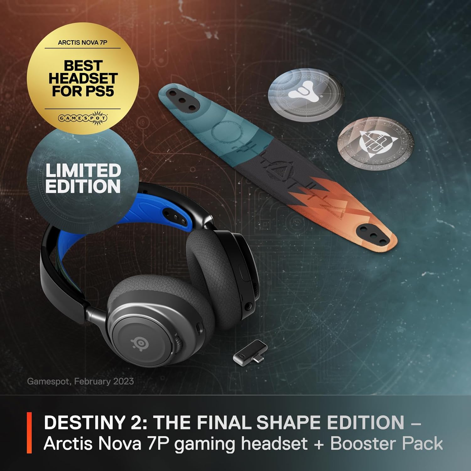 SteelSeries Arctis Nova 7P Wireless Multi-Platform Gaming Headset Bundle — Destiny 2: The Final Shape Edition — In-Game Items — 2.4GHz + Mixable Bluetooth — 38H USB-C Battery — PlayStation, PC, Switch