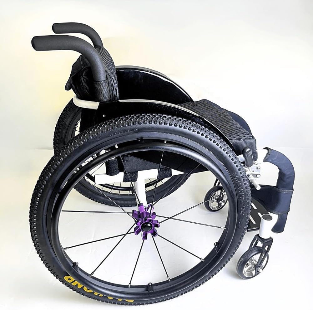 24 Inch Sports Wheelchair Replacement Parts 1 Pair, 24×1.95 Inflatable Rear Wheel, Aluminum Alloy Spoke Hub with Handrim