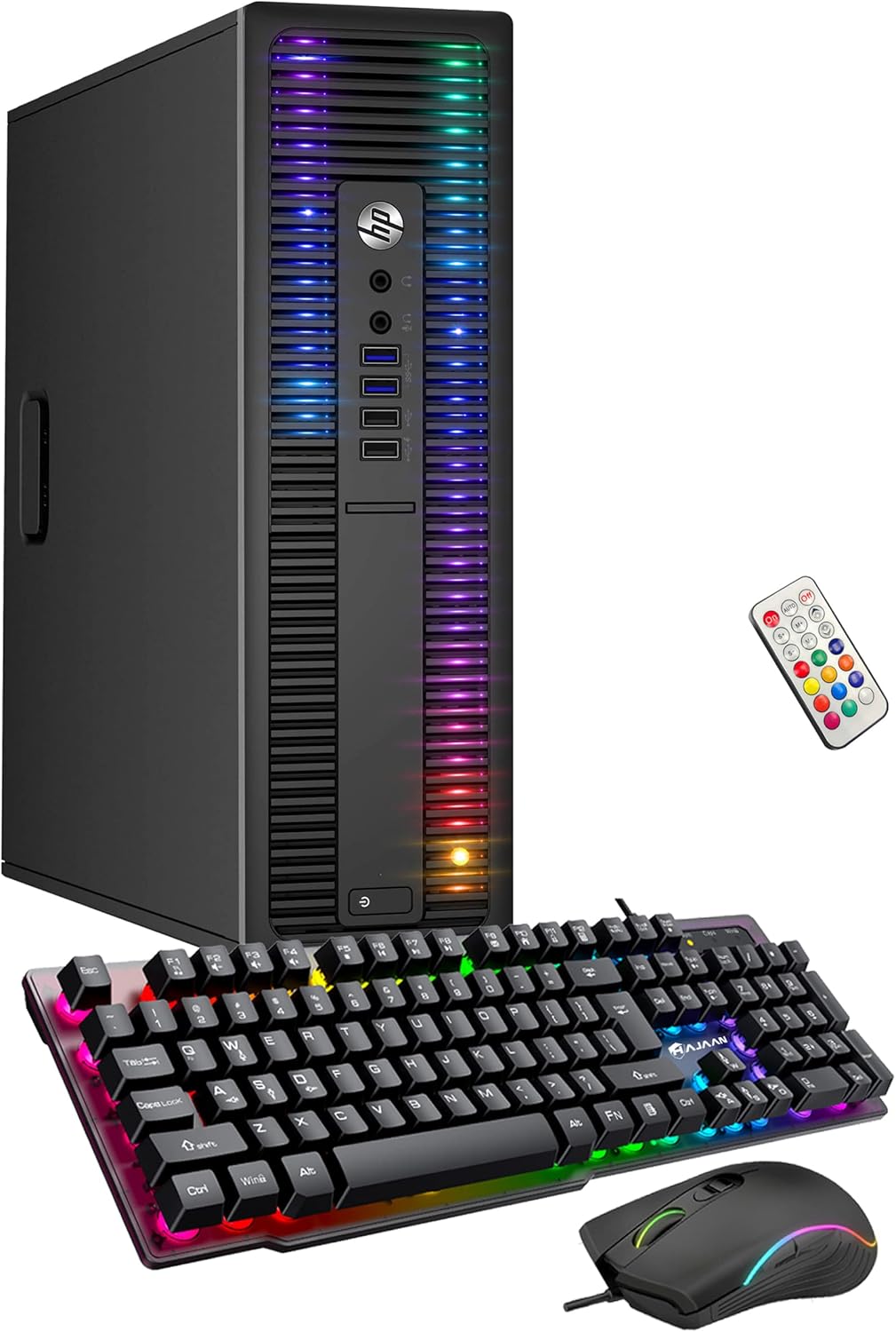 HP EliteDesk Desktop RGB Lights Computer AMD A-Series Processor 16 GB RAM, 1 TB SSD, Windows 11 64-bit, Wi-Fi, Gaming PC Keyboard & Mouse (Renewed)