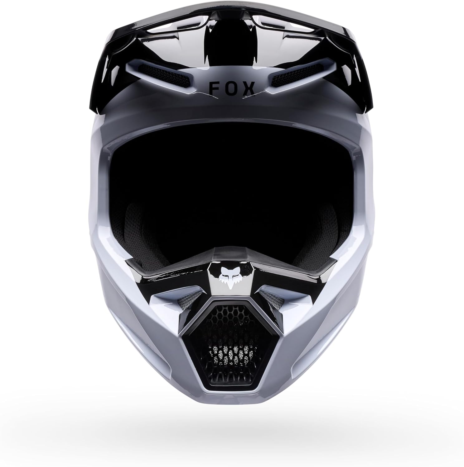 Fox Racing Youth V1 Motocross Dirt Bike Helmet, Black/White, Large