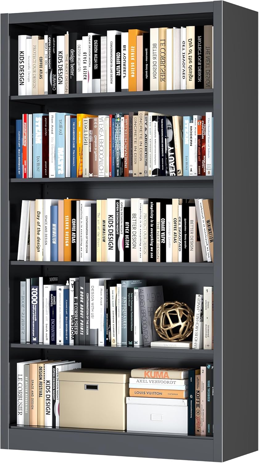 OSEILLC Bookcase,5 Tier Bookshelf,55