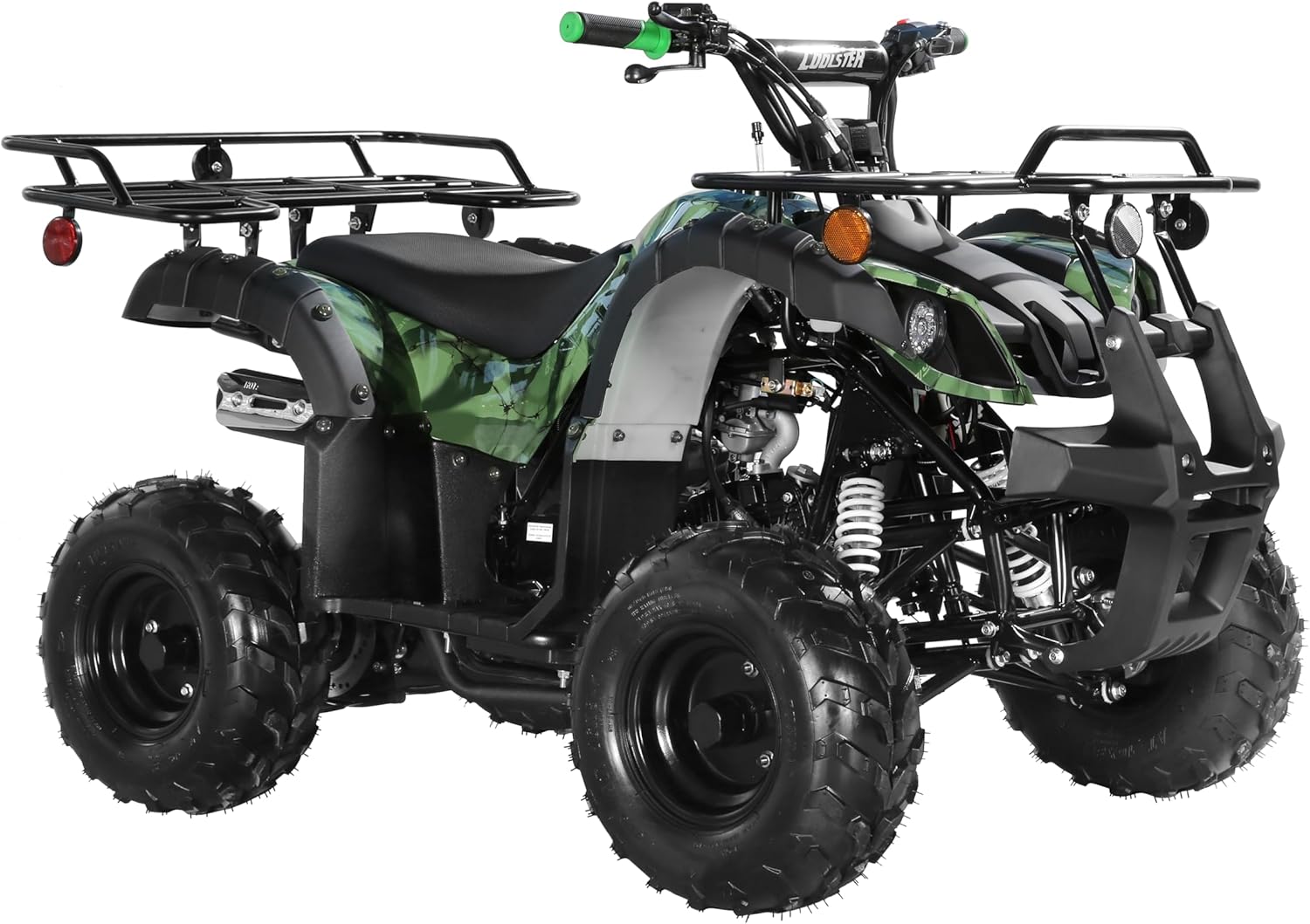 Coolster Gas ATV, 125CC 4-Stroke Mini Gas 4 Wheeler with Front and Rear Disc Brake, with Speed Control and LED Lights, Weight Support Up to 165 LBS, Max Speed 15mph, Camo Green