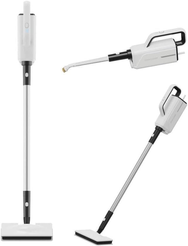 Grafken All-in-one Steam Mop and Detachable Handheld Cleaner, 5 Large Brush Heads, 360ml Powerful Cleaner, Multifunctional Floor Steamer for Carpet, Laminate, Tile, Car (Color : Black)