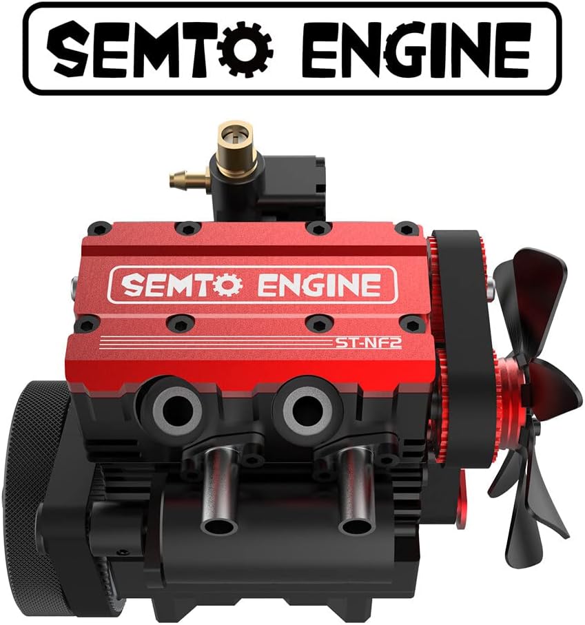 SEMTO Engine ST-NF2 7.0cc Mini Inline Double-Cylinder Four-Stroke Air-Cooled Nitro Interal Combustion Engine Model Kit (Red)