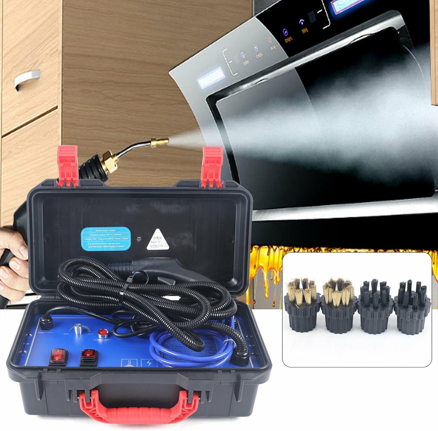 High Pressure Steam Cleaner, 1700W/3000W Handheld Steamer for Cleaning Grout Tile, Hand Held Portable Steam Pressure Washer for Car Auto, Cleaning Steamer High Heat,220V-3000W